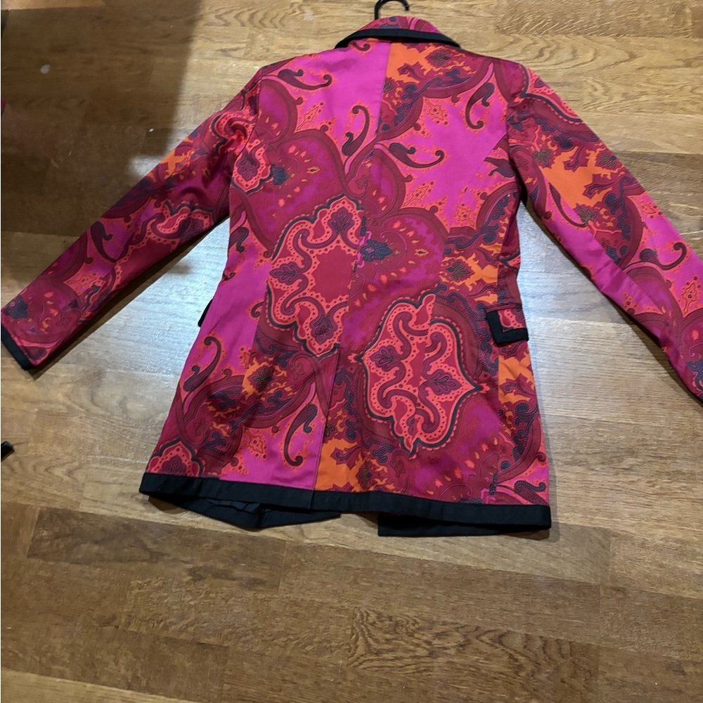 Transitions Paisley Jacket Women’s Sm– Magenta Orange Retro Y2K Statement Coat - Picture 3 of 9